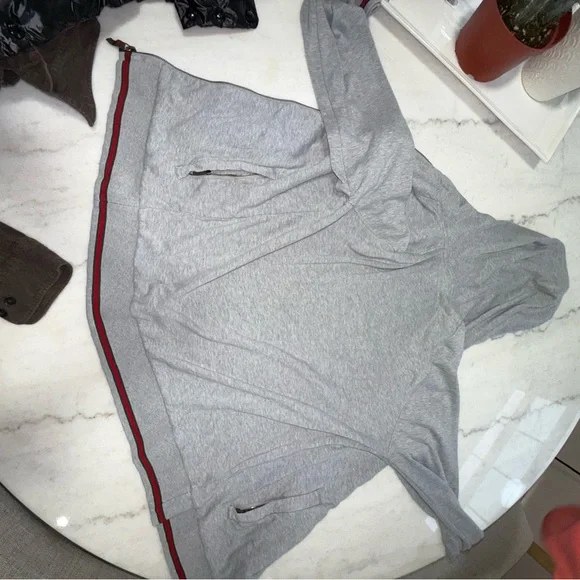 Gucci Gray Zip Up Sweater with Sporty Trim - Picture 3 of 4